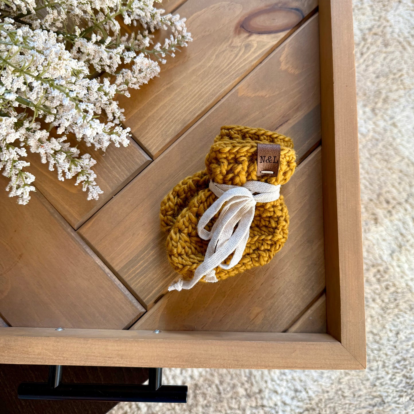 Luxury Merino Booties Ochre