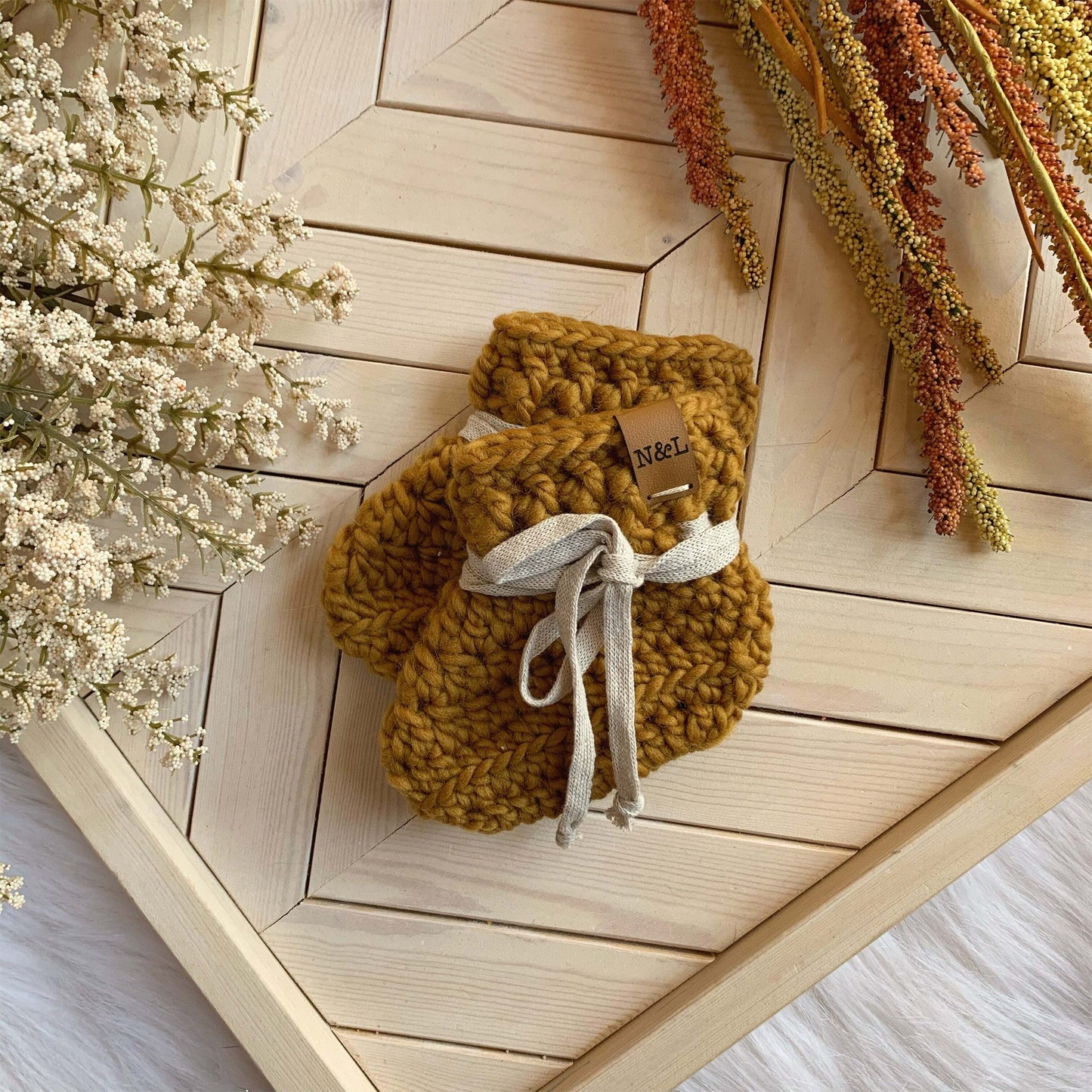 Luxury Merino Booties Ochre