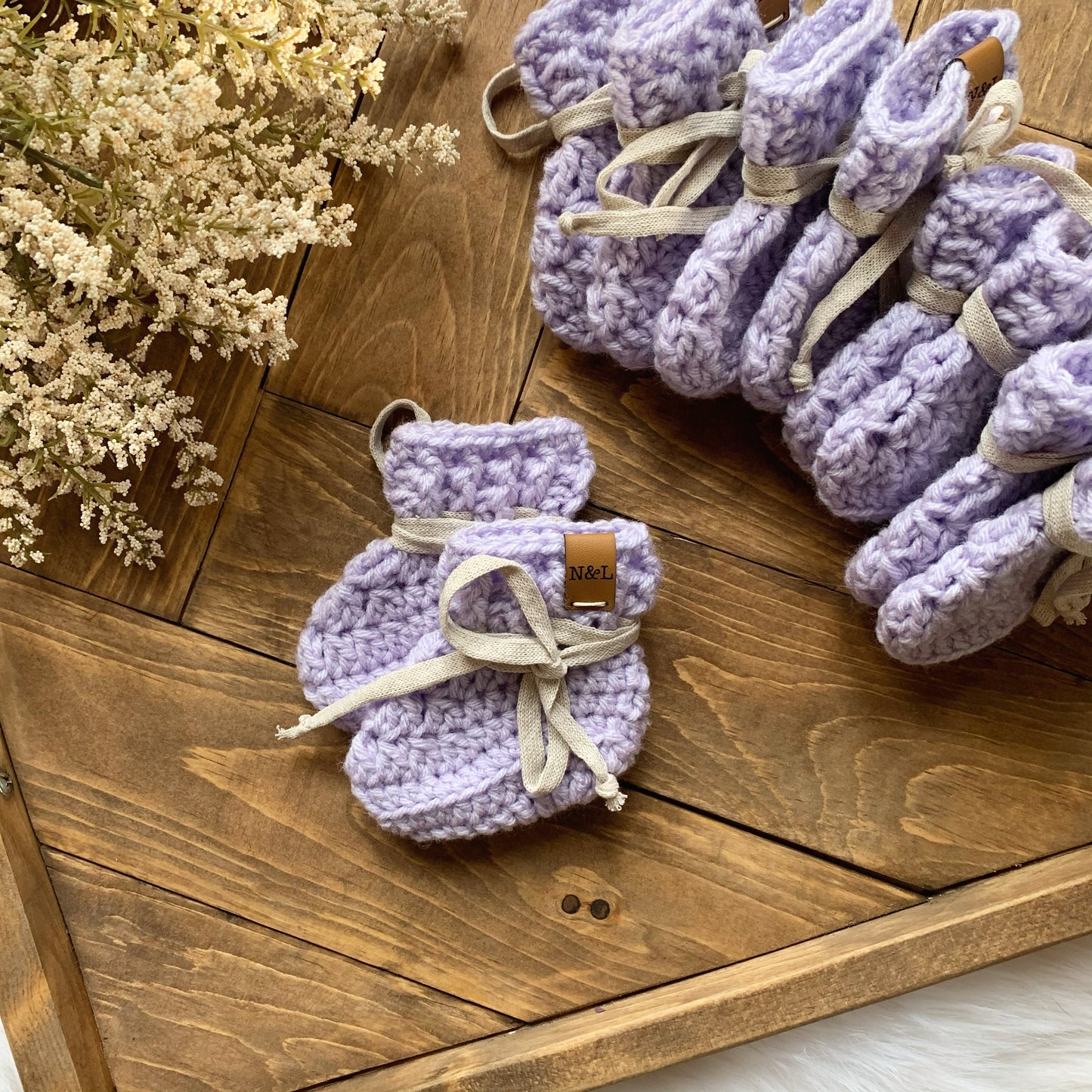 Wool Free Baby Booties Lavender