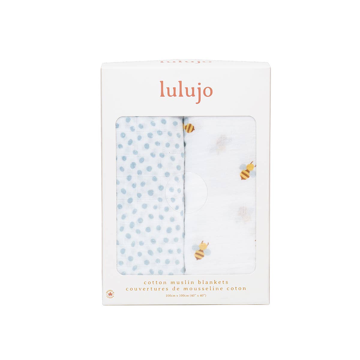 2-Pack Cotton Swaddle Blankets – Bees/Dots