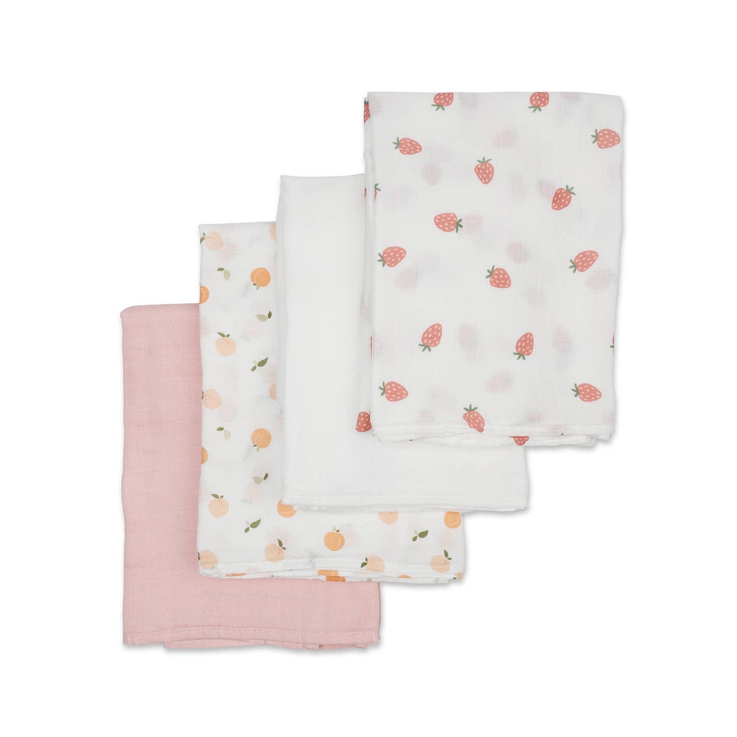 4 Pack Bamboo Muslin Swaddle Blanket- Berry & Peaches