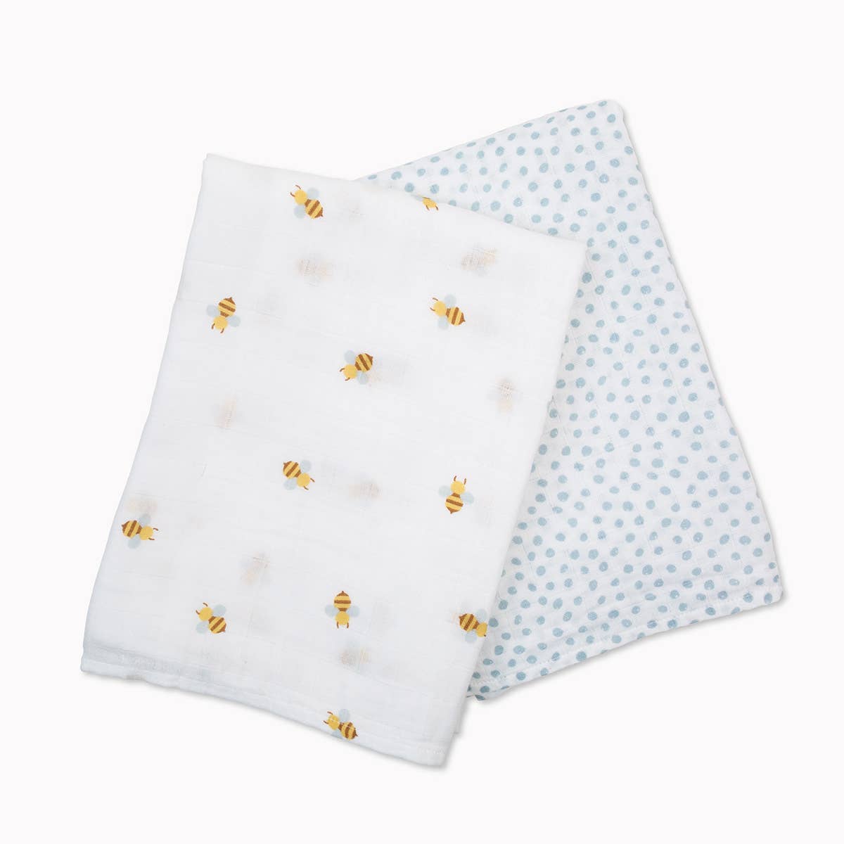 2-Pack Cotton Swaddle Blankets – Bees/Dots