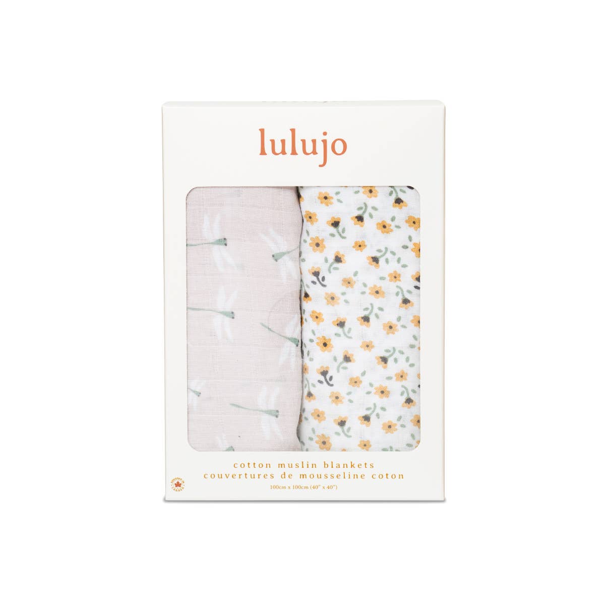2-Pack Cotton Swaddle Blankets – Vintage Floral / Dragonfly