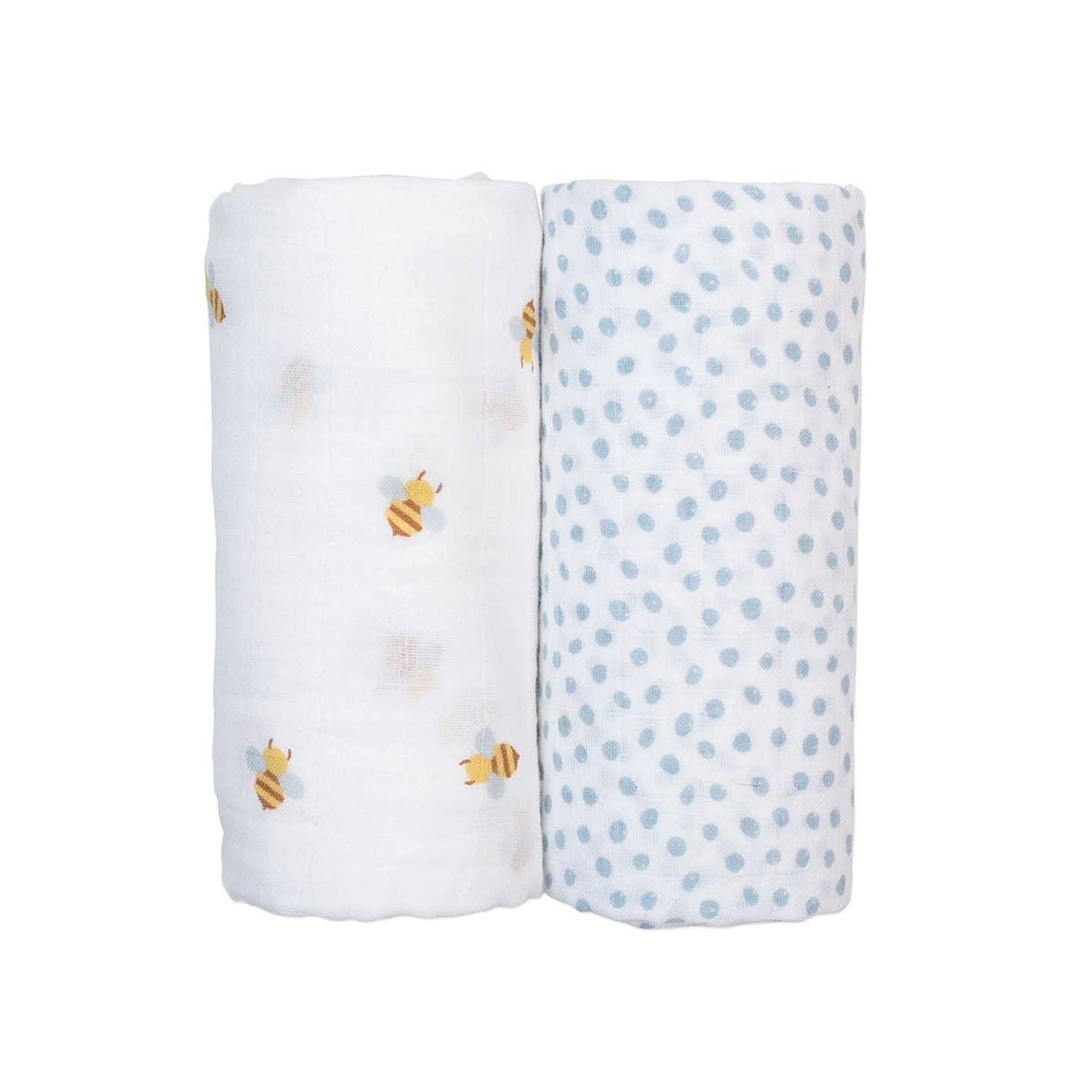 2-Pack Cotton Swaddle Blankets – Bees/Dots