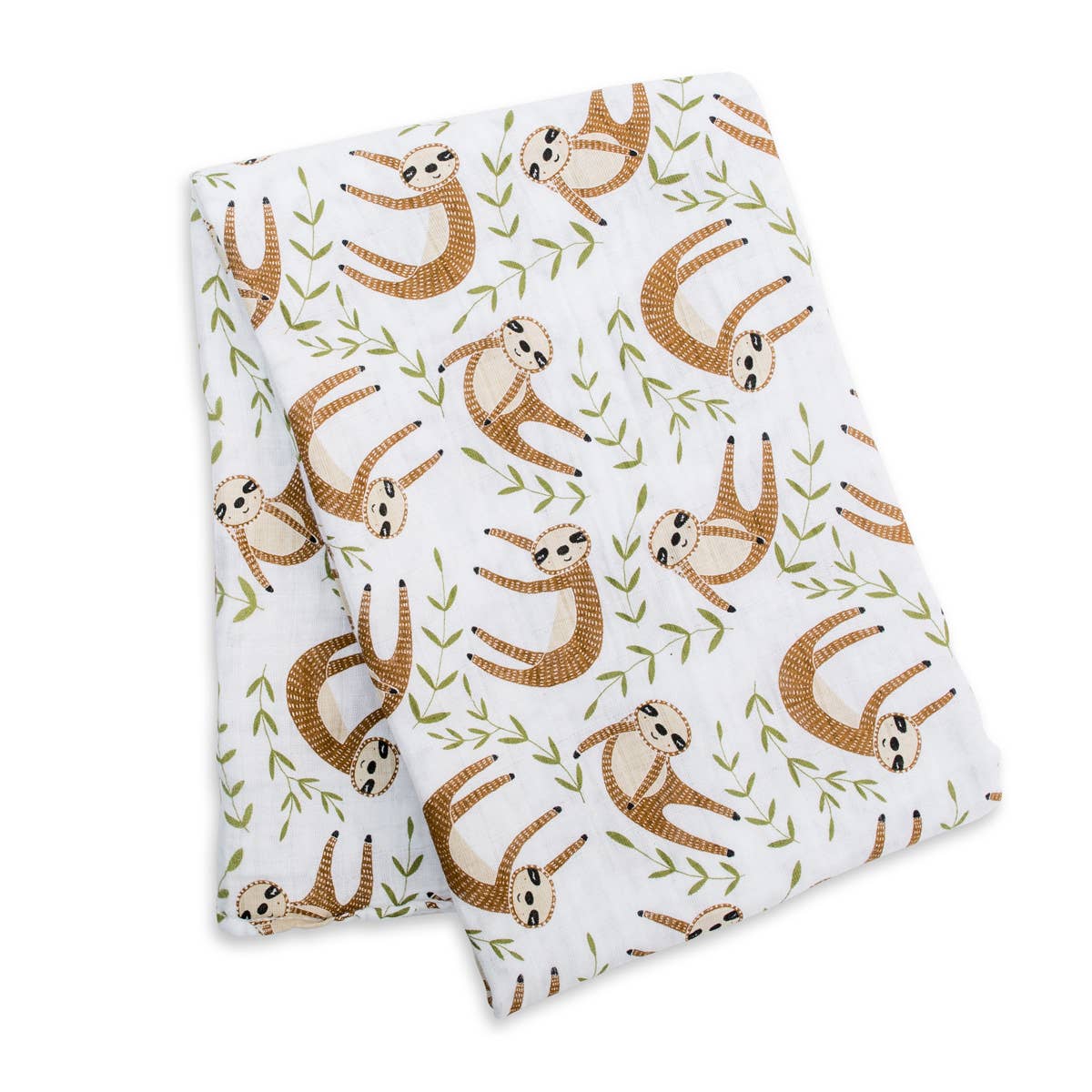 Muslin Cotton Swaddle Blanket - Sloth (47" x 47")