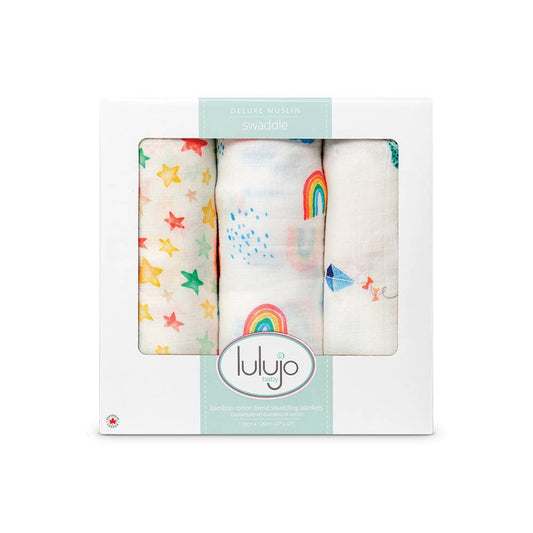 3 Pack Bamboo Muslin Swaddle Blanket- High in the Sky