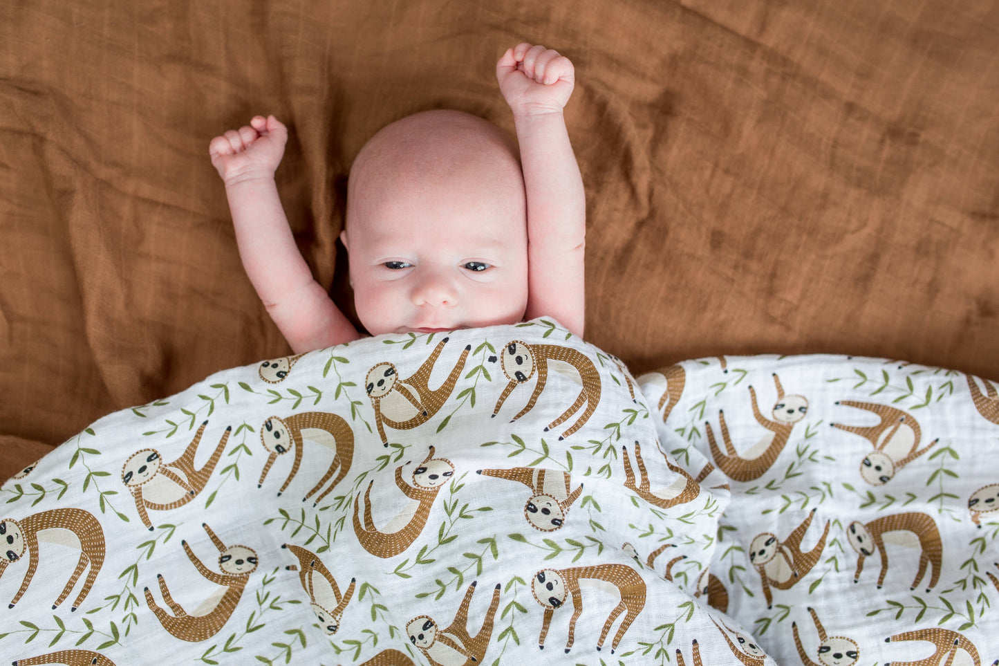 Muslin Cotton Swaddle Blanket - Sloth (47" x 47")