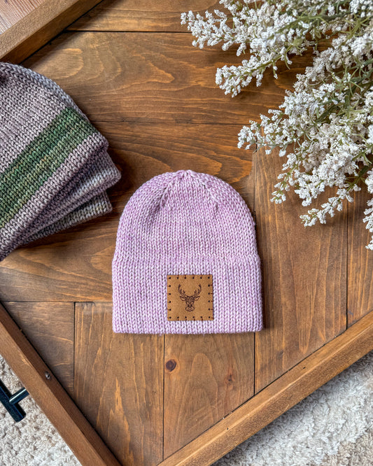 Double Brim Newborn Beanie (deer patch) #003