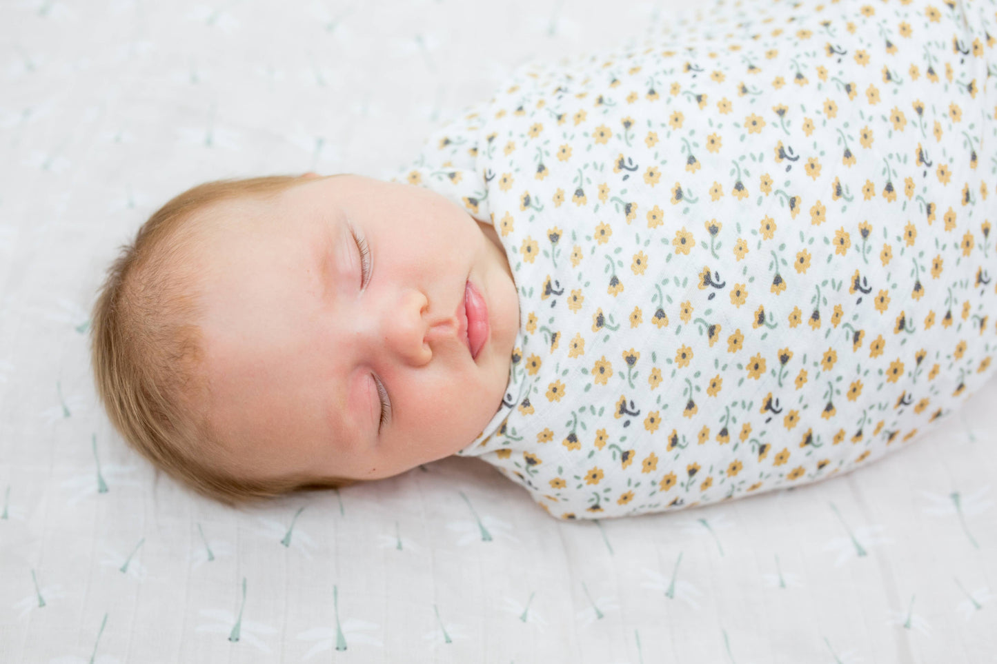 2-Pack Cotton Swaddle Blankets – Vintage Floral / Dragonfly