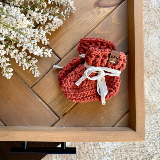 Wool Free Baby Booties Rust