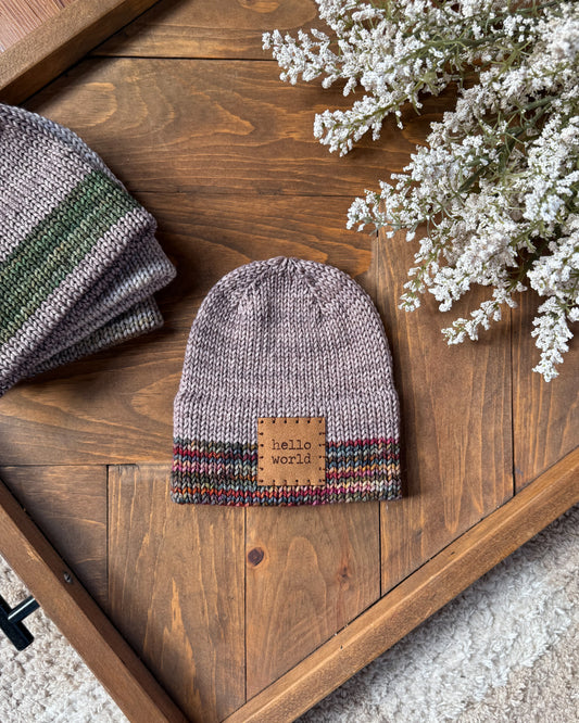 Double Brim Baby Beanie (hello world  patch) #002