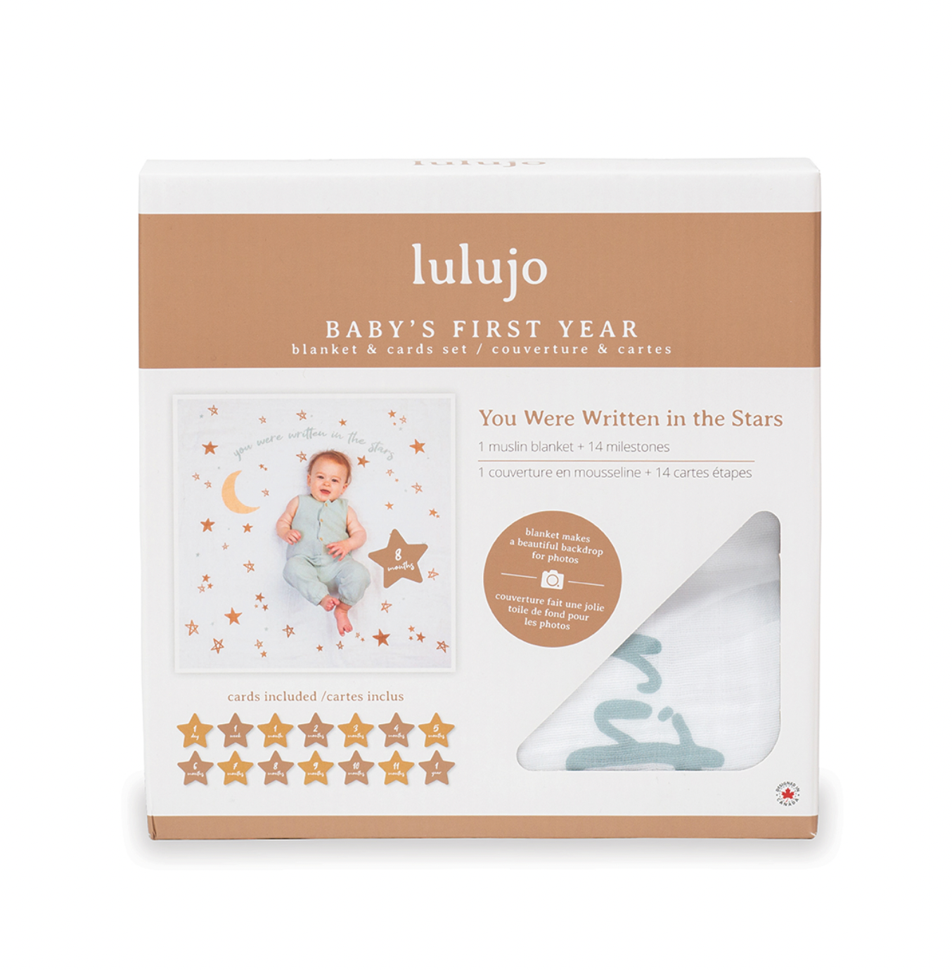 Baby’s 1st Year Swaddle & Milestone Card Gift Set - Stars