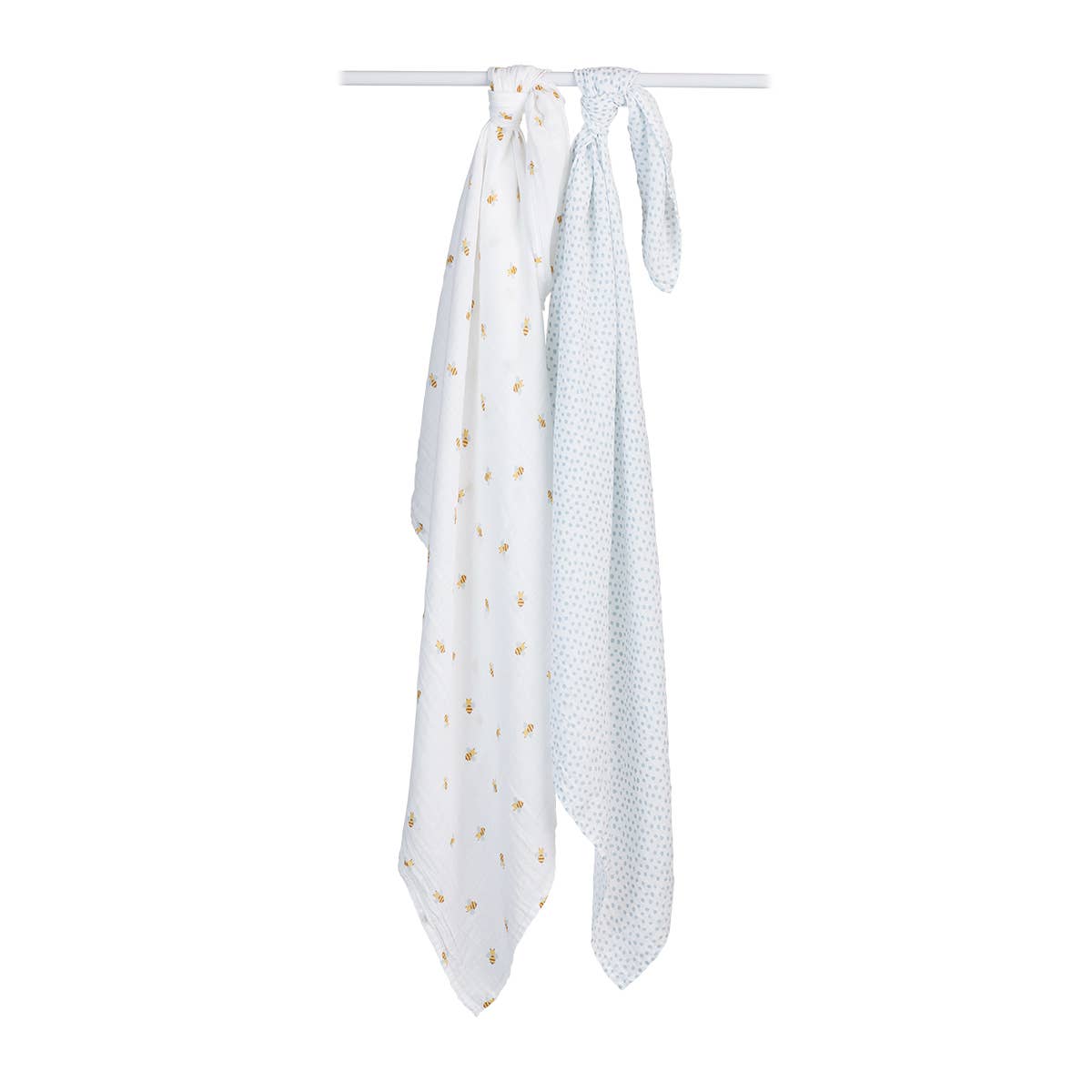 2-Pack Cotton Swaddle Blankets – Bees/Dots