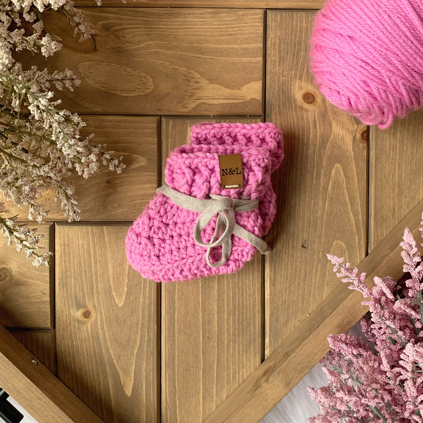 Wool Free Baby Booties Bubblegum Pink