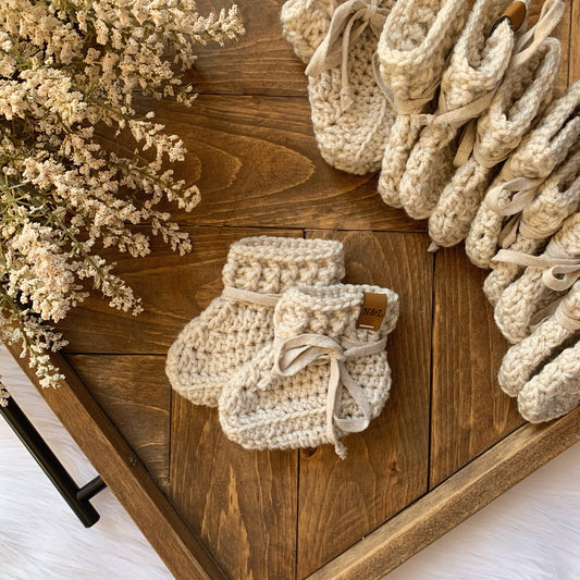 Wool Free Baby Booties Linen